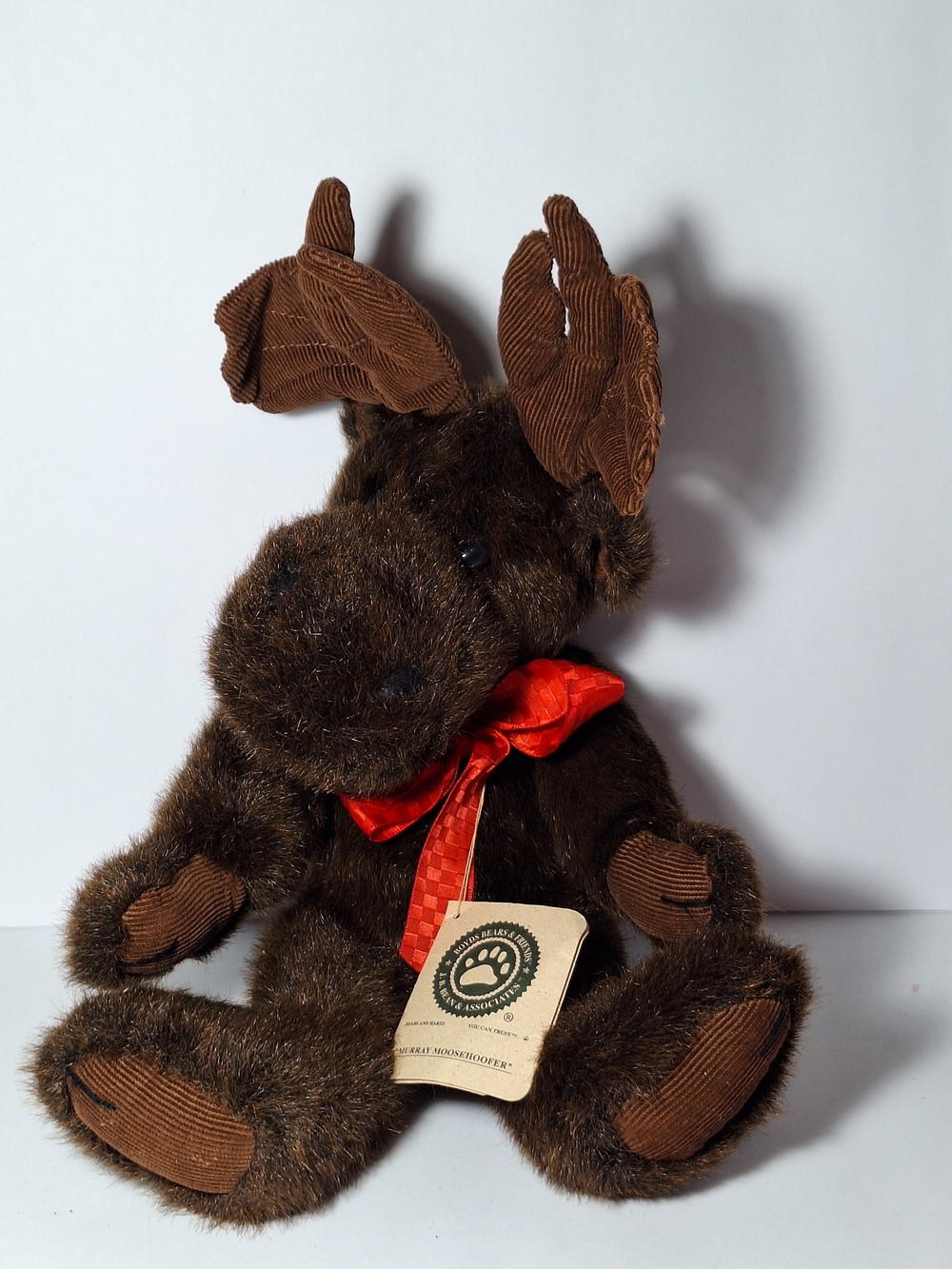 Boyds Bears Brown Plush Moose with Red Bow